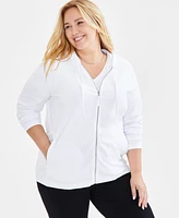 Style & Co Plus Zip-Up Hooded Sweatshirt, Created for Macy's