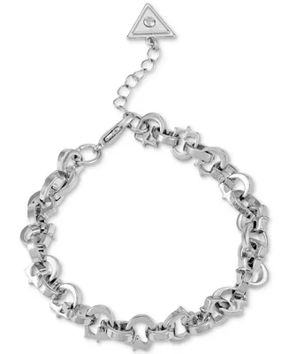 Guess Silver-Tone Alternating G Link Flex Bracelet