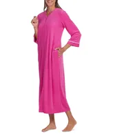 Miss Elaine Women's Solid-Color Long-Sleeve Zip Robe