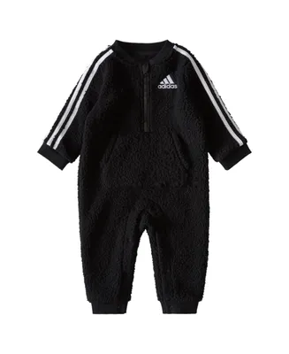 adidas Baby Boys Long Sleeve Fleece 3 Stripe Coverall