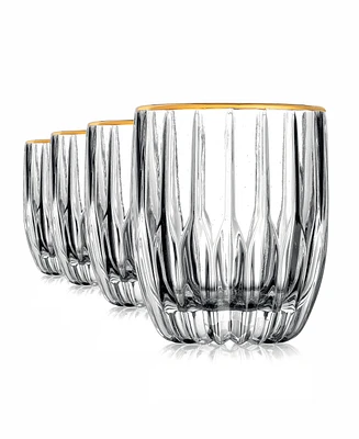 Godinger Pleat Gold Rim Double Old-Fashioned Glasses, Set of 4