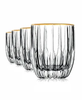 Godinger Pleat Gold Rim Double Old-Fashioned Glasses, Set of 4