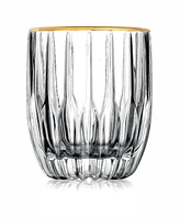 Godinger Pleat Gold Rim Double Old-Fashioned Glasses, Set of 4