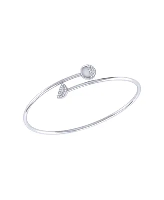 LuvMyJewelry Moon Stages Design Sterling Silver Diamond Adjustable Women Bangle