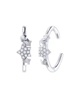 LuvMyJewelry Star Cluster Design Sterling Silver Diamond Women Ear Cuff