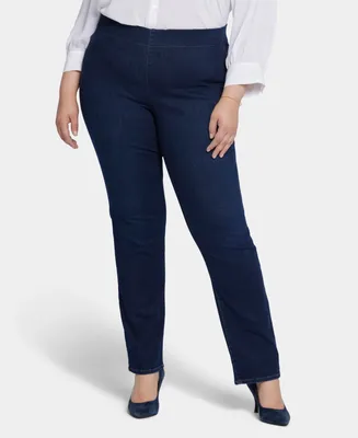 Nydj Plus Pull On Bailey Relaxed Straight Jeans