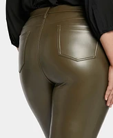 Nydj Plus Size Artificial Leather Marilyn Straight Pants