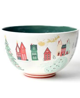 Coton Colors Christmas in the Village Scene 9" Footed Bowl