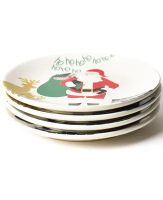 Coton Colors Santa on the Rooftop Salad Plate Set of 4, Service for 4