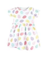 Hudson Baby Toddler Girls Cotton Dresses, Easter Eggs, 2