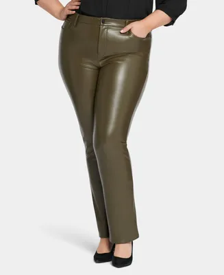 Nydj Plus Size Marilyn Straight in Faux Leather Pants