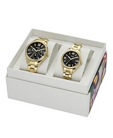 Fossil His and Hers Multifunction Gold-Tone Stainless Steel Watch Box Set, 42mm 38mm