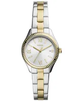 Fossil Women's Rye Three-Hand Date Two-Tone Stainless Steel Watch, 30mm