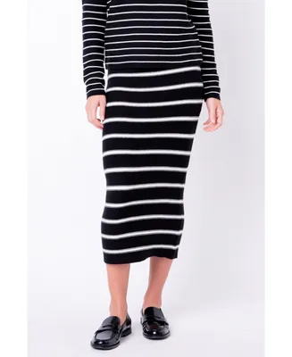 Women's Stripe Knit Midi Skirt