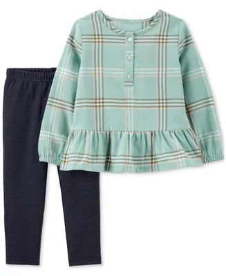 Carter's Toddler Girls Babydoll Shirt and Knit Denim Leggings, 2 Piece Set