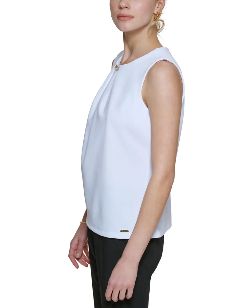 Calvin Klein Embellished Pleated Sleeveless Top