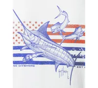 Guy Harvey Men's Go Offshore Stars & Stripes Logo Graphic T-Shirt