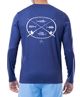 Guy Harvey Men's Art Of Big Game Fishing Logo Graphic Long-Sleeve Sun Protection T-Shirt