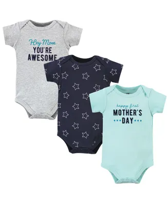 Hudson Baby Baby Boys Cotton Bodysuits Mothers Day, 3-Pack