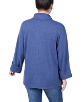 Ny Collection Women's Long Sleeve Shawl Collar Top with Pockets