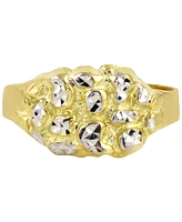 Men's Textured Two-Tone Nugget Style Ring in 10k Gold