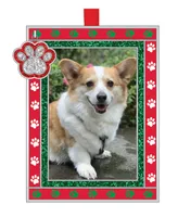 Ganz Frame Ornament Paw Print - Red, Silver