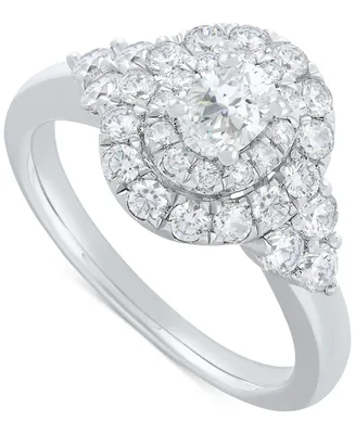 Diamond Oval Double Halo Engagement Ring (1 ct. t.w.) in 14k White Gold
