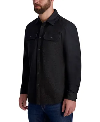 Karl Lagerfeld Paris Men's Ponte Long Sleeve Mix Check Pattern Shirt Jacket