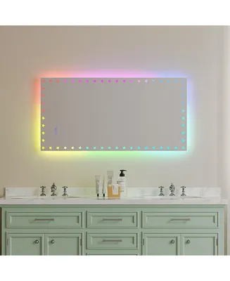 48X24 inch Led Bathroom Mirror with Lights Backlit Rgb Color Changing Lighted Mirror for Bathroom Wall Dimmable Anti