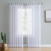 Hlc.Me Tab Top Window Curtain Sheer Voile Panels For Living Room Bedroom Set Of 2