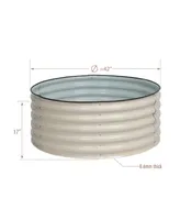 Aoodor 17" Tall Metal Raised Garden Bed 42'' Round Outdoor Garden Planter Box