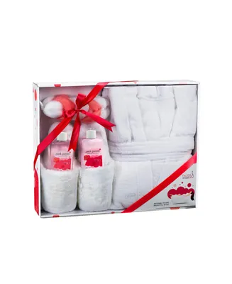 Freida and Joe Bath & Body Spa Set in Pink Peony Fragrance with Luxury Bathrobe & Plush Slippers Luxury Body Care Mothers Day Gifts for Mom