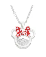 Disney Minnie Mouse Womens Silver Plated Birthstone Shaker Necklace - 18+2''