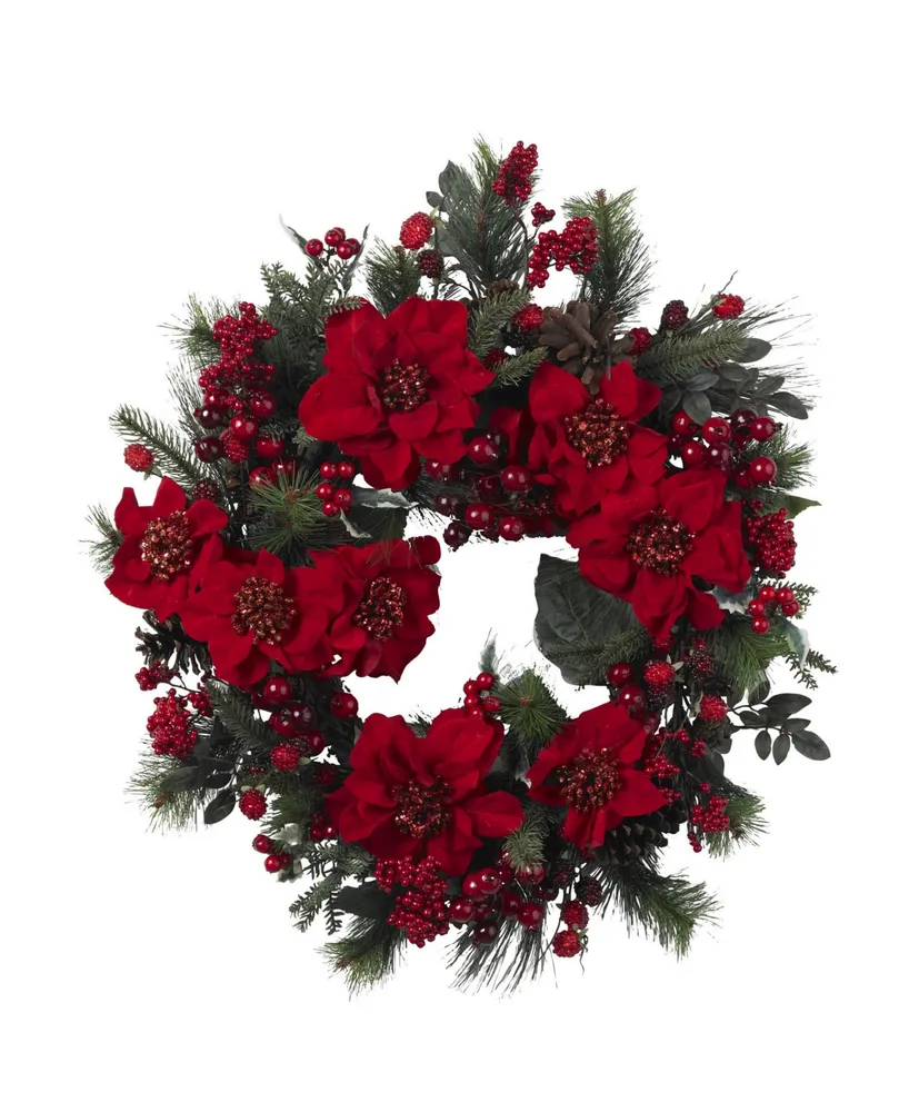 Nearly Natural 24" Poinsettia Wreath