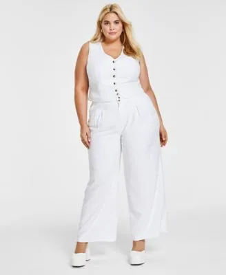 Bar Iii Plus Size Cropped Vest Wide Leg Pants Created For Macys
