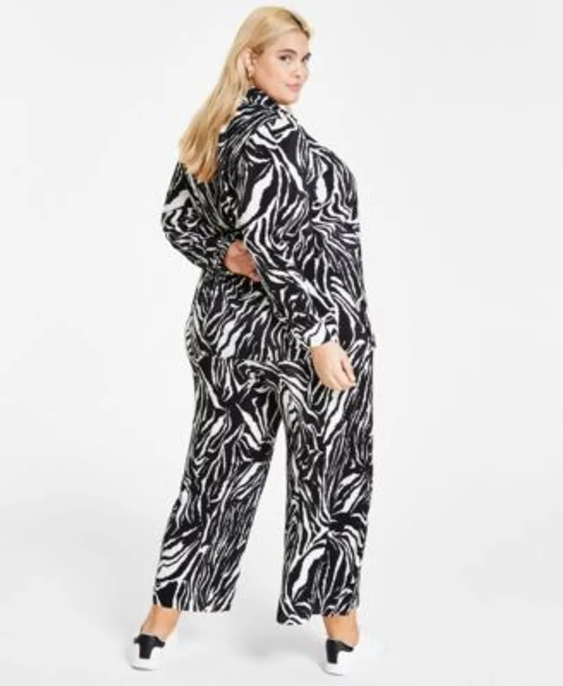 Bar Iii Plus Size Plisse Button Up Shirt Printed Pants Created For Macys