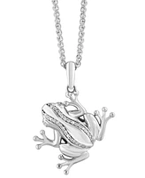 Effy Diamond Frog 18" Pendant Necklace (1/8 ct. t.w.) in Sterling Silver