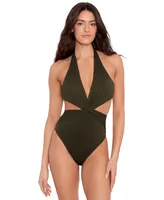 Lauren Ralph Lauren Women's Cutout Twist Halter Swimsuit