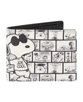 Peanuts Joe Cool Comic Aop Bifold Wallet, Slim Wallet with Decorative Tin for Men and Women