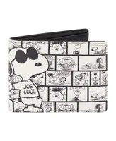 Peanuts Men's Joe Cool Comic Aop Bifold Wallet, Slim Wallet with Decorative Tin for Men and Women