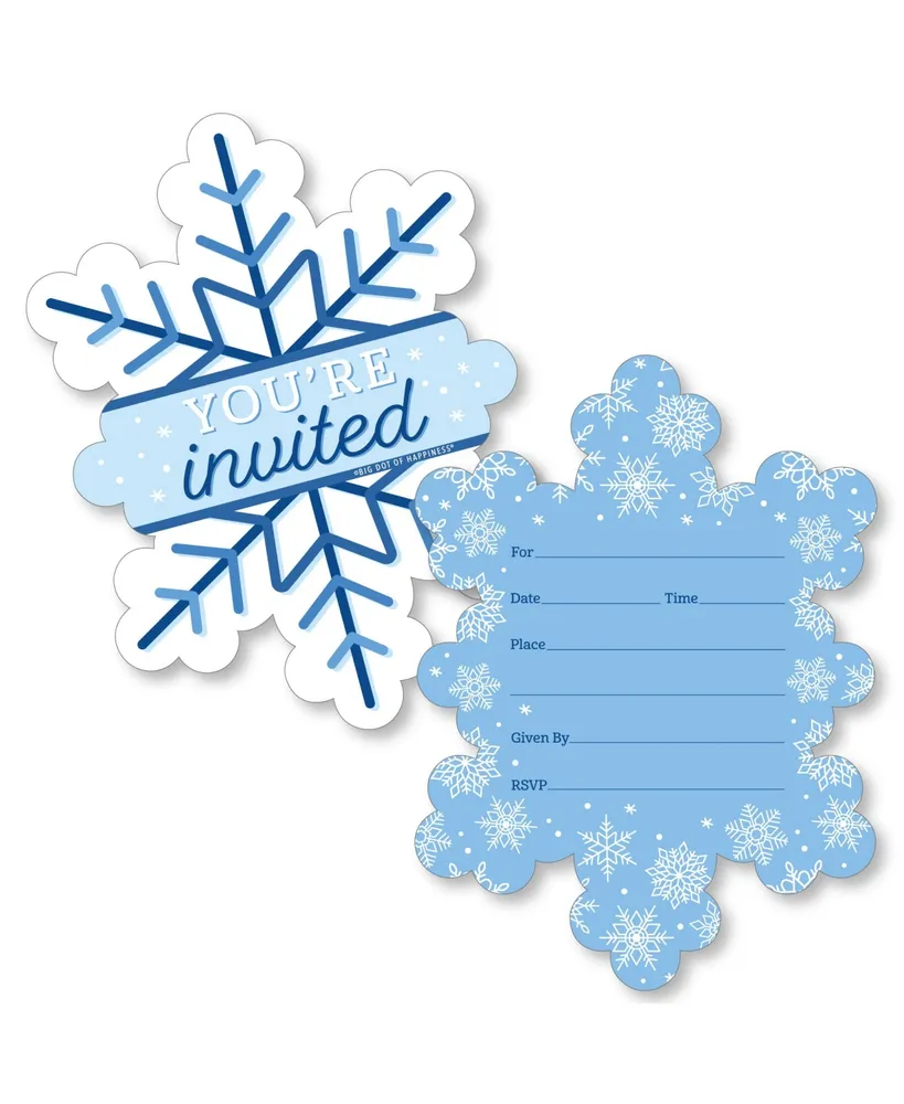 Blue Snowflakes - Winter Holiday Party Favor Boxes - Set of 12