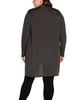 Belldini Plus Size Long Sleeve Grommet Trim Cardigan Sweater