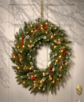 National Tree Company 30" Frosted Berry Wreath with 100 Clear Lights