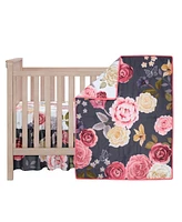 Lambs & Ivy Secret Garden Luxury Floral 3-Piece Cotton Sateen Crib Bedding Set