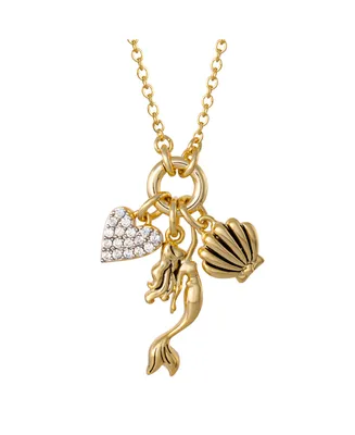 Disney Princess Cinderella Yellow Gold Plated 3D Cubic Zirconia Charm Necklace, 18''