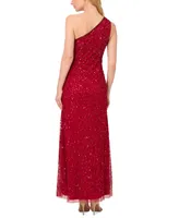 Adrianna Papell Women's Sequined One-Shoulder Gown