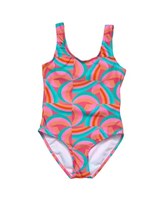 Toddler, Child Girl Geo Melon Sustainable Tie Back Swimsuit