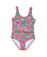 Toddler, Child Girl Geo Melon Sustainable Tie Back Swimsuit