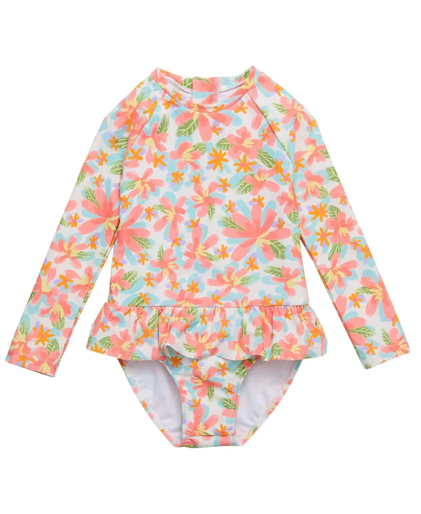 Snapper Rock Little Girls Hawaiian Luau Sustainable Ls Surf Suit