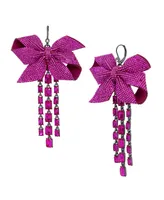 Betsey Johnson Faux Stone Pave Bow Fringe Earrings